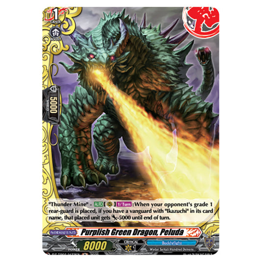 Purplish Green Dragon, Peluda DZ-TB01/H72EN card from the Cardfight!! Vanguard set Future Card Buddyfight