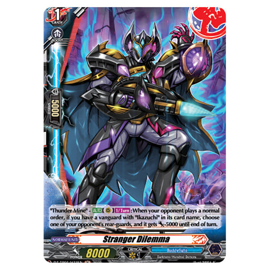 Stranger Dilemma DZ-TB01/H74EN card from the Cardfight!! Vanguard set Future Card Buddyfight