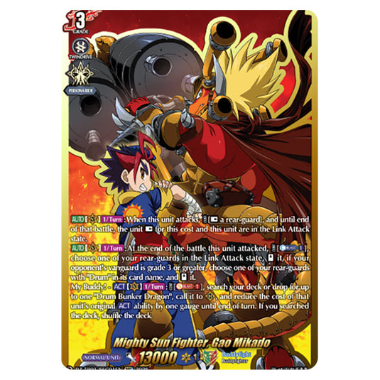 Mighty Sun Fighter, Gao Mikado DZ-TB01/SEC01EN card from the Cardfight!! Vanguard set Future Card Buddyfight