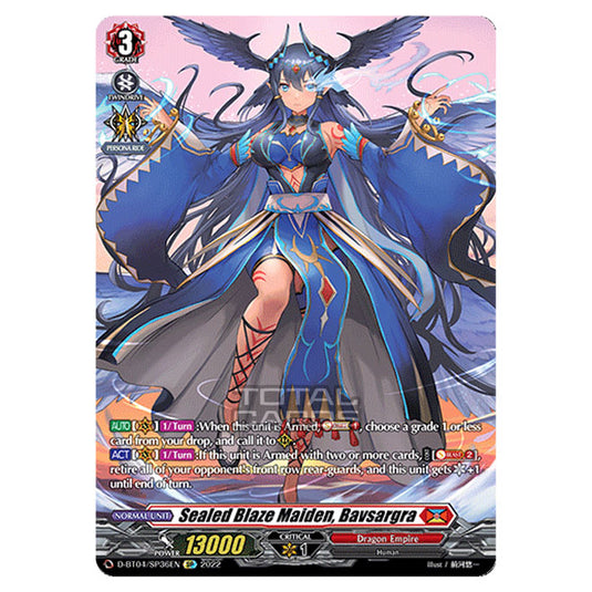 Cardfight!! Vanguard - VGE-D-BT04 - Awakening of Chakrabarthi - Sealed Blaze Maiden, Bavsargra (SP) D-BT04/SP036