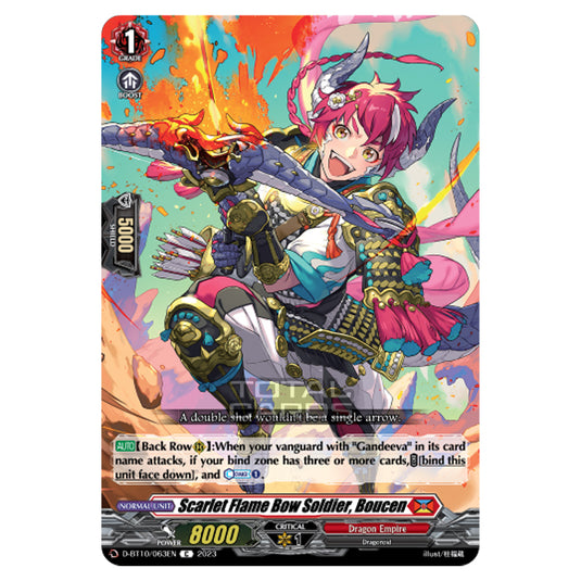 Cardfight!! Vanguard - Dragon Masquerade - Scarlet Flame Bow Soldier, Boucen (C) D-BT10/063