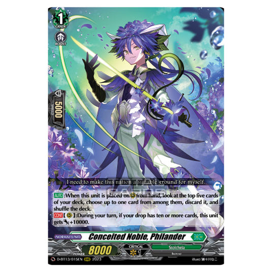Cardfight!! Vanguard - D-BT13 - Flight of Chakrabarthi - Conceited Noble, Philander (RRR) D-BT13/015EN