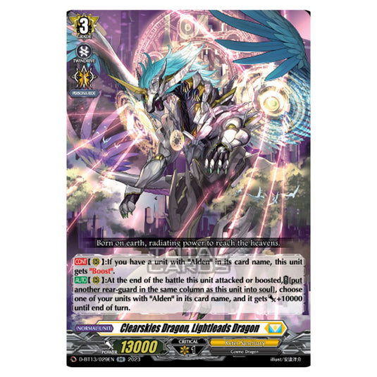 Cardfight!! Vanguard - D-BT13 - Flight of Chakrabarthi - Clearskies Dragon, Lightleads Dragon (RR) D-BT13/029EN