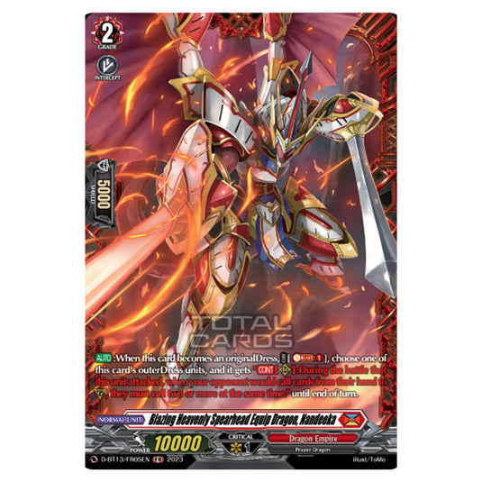 Cardfight!! Vanguard - D-BT13 - Flight of Chakrabarthi - Blazing Heavenly Spearhead Equip Dragon, Nandeeka (FR) D-BT13/FR05EN