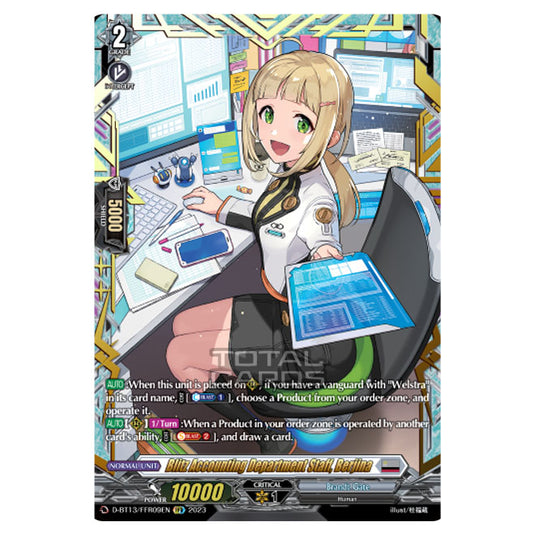 Cardfight!! Vanguard - D-BT13 - Flight of Chakrabarthi - Blitz Accounting Department Staff, Berjina (FFR) D-BT13/FRR09EN