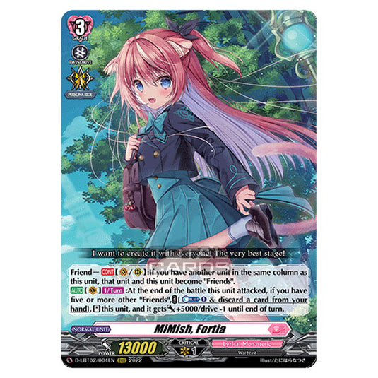 Cardfight!! Vanguard - Lyrical Monasterio ~It's A New School Term!~ - MiMish, Fortia (RRR) D-LBT02/004
