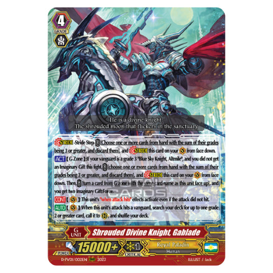 Cardfight!! Vanguard - P & V Special Series - History Collection - Shrouded Divine Knight, Gablade (RRR) D-PV01/002EN