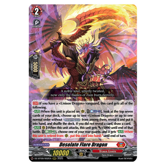 Desolate Flare Dragon DZ-BT09/002EN card from the Cardfight!! Vanguard set Super Brave Detonation