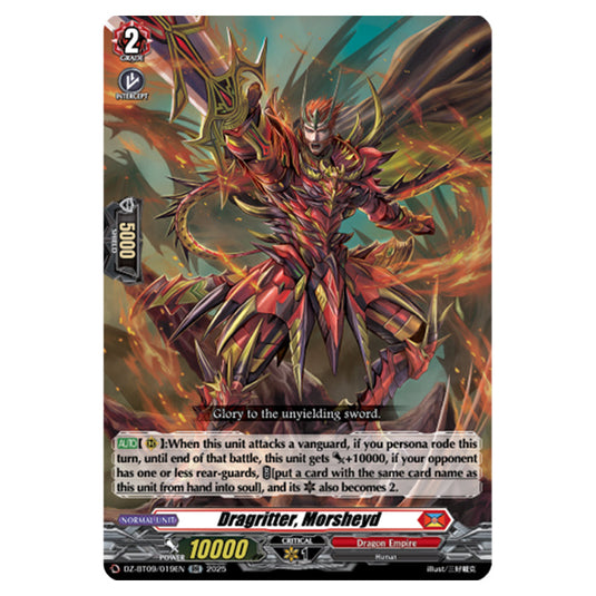 Dragritter, Morsheyd DZ-BT09/019EN card from the Cardfight!! Vanguard set Super Brave Detonation