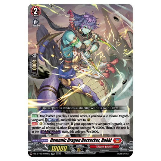 Demonic Dragon Berserker, Bakki DZ-BT09/021EN card from the Cardfight!! Vanguard set Super Brave Detonation
