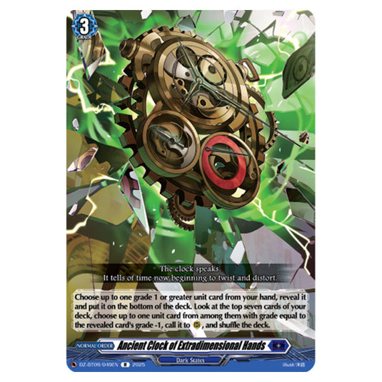 Ancient Clock of Extradimensional Hands DZ-BT09/049EN card from the Cardfight!! Vanguard set Super Brave Detonation