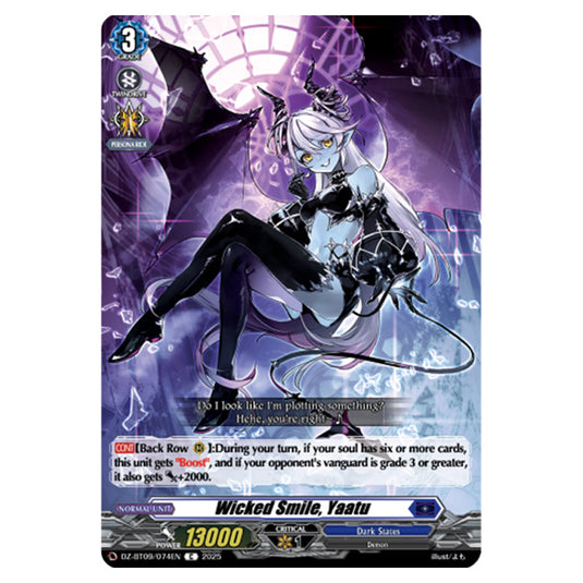 Wicked Smile, Yaatu DZ-BT09/074EN card from the Cardfight!! Vanguard set Super Brave Detonation
