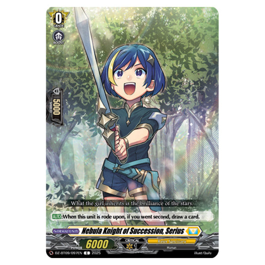 Nebula Knight of Succession, Serius DZ-BT09/097EN card from the Cardfight!! Vanguard set Super Brave Detonation