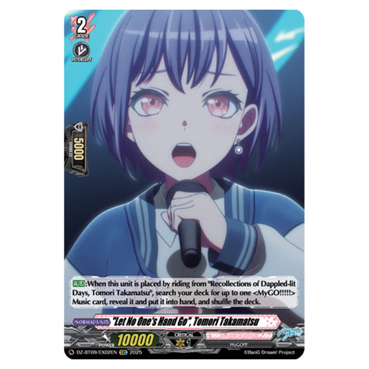 "Let No One's Hand Go", Tomori Takamatsu DZ-BT09/EX02EN card from the Cardfight!! Vanguard set Super Brave Detonation