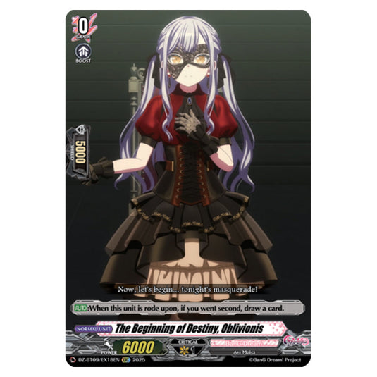 The Beginning of Destiny, Oblivionis DZ-BT09/EX18EN card from the Cardfight!! Vanguard set Super Brave Detonation