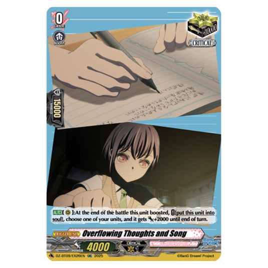 Overflowing Thoughts and Song DZ-BT09/EX26EN card from the Cardfight!! Vanguard set Super Brave Detonation