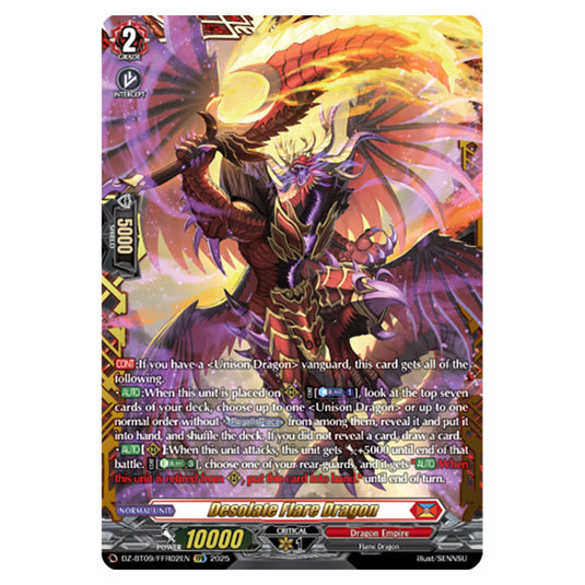 Desolate Flare Dragon DZ-BT09/FFR02EN card from the Cardfight!! Vanguard set Super Brave Detonation