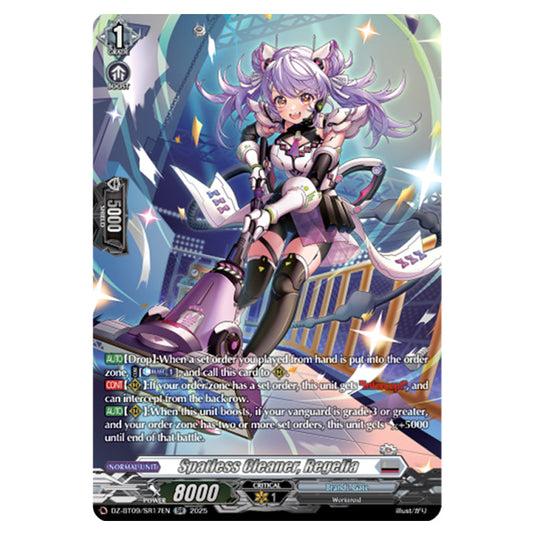 Spatless Cleaner, Regelia DZ-BT09/SR17EN card from the Cardfight!! Vanguard set Super Brave Detonation