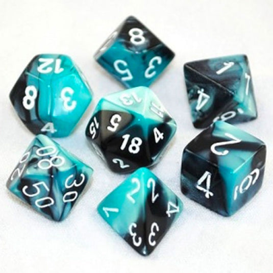 Chessex Gemini Polyhedral 7-Die Set - Black-Shell w/White