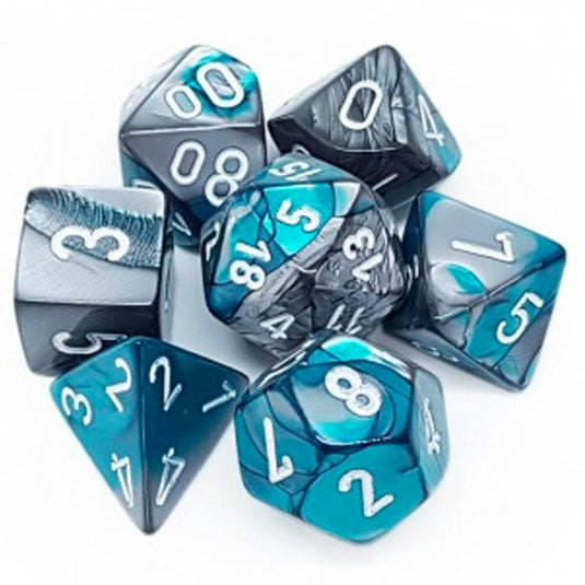 Chessex Gemini Polyhedral 7-Die Set - Steel-Teal w/White