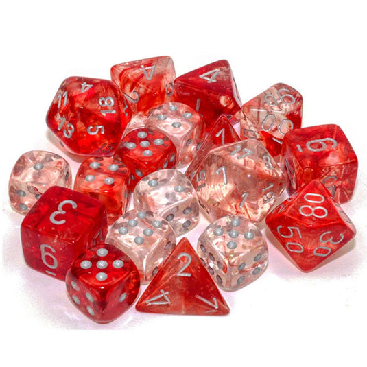 Chessex - Nebula Red/silver Luminary - 7 Die Set