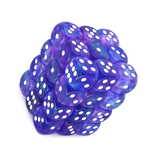 Chessex - Borealis 12mm d6 - Purple/white - Luminary Dice Block (36 dice)
