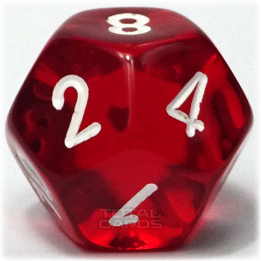 Chessex - Translucent 16mm D12 - Red w/White