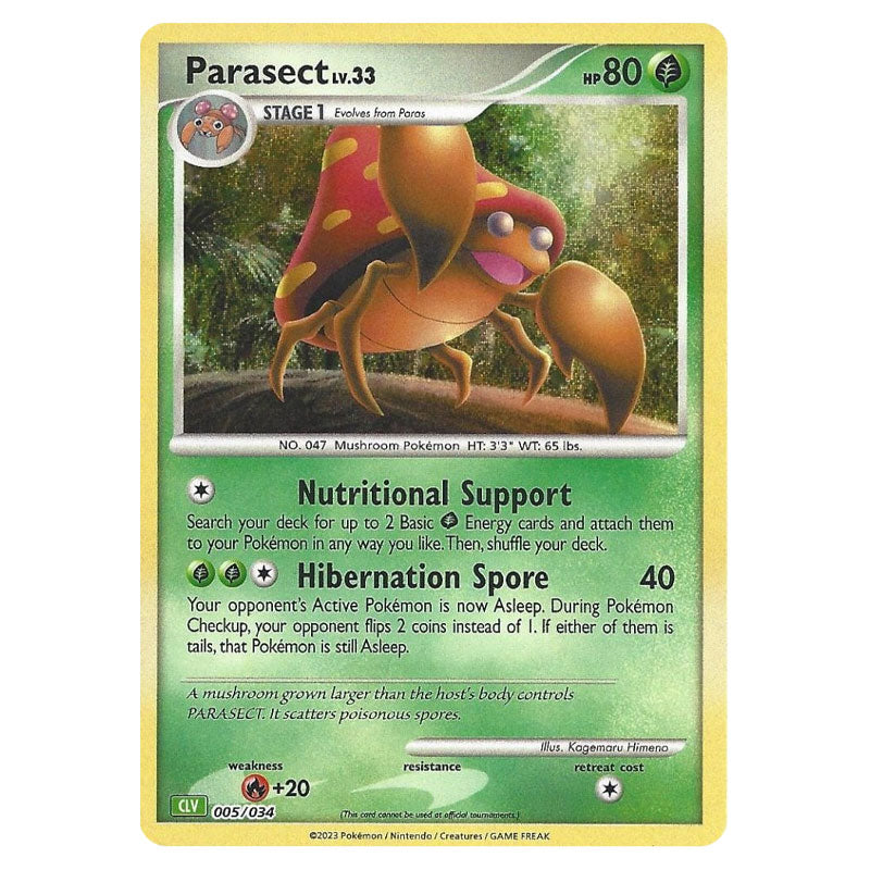pokemon parasect card Vintage Uncommon - Base Set 2 Non-holo 55/130 - VG Retreat Cost Pokemon - TCG Classic -