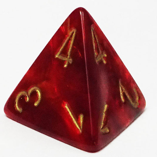 Chessex - Signature 16mm D4 -  Scarab - Scarlet with Gold