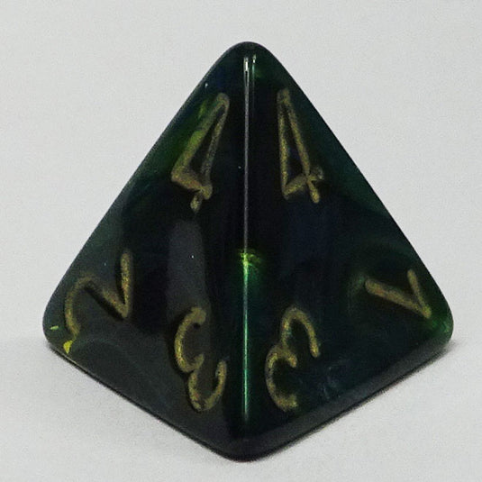 Chessex - Signature 16mm D4 - Scarab - Jade with Gold