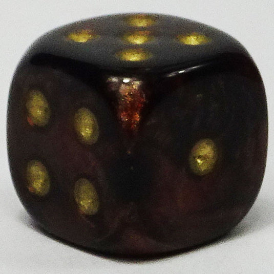 Chessex - Signature 12mm D6 - Lustrous - Shadow with Gold