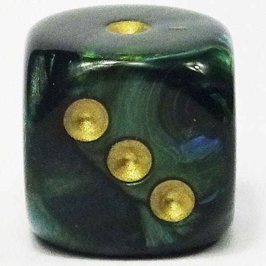 Chessex - Signature 16mm D6 W/Pips - Scarab - Jade with Gold