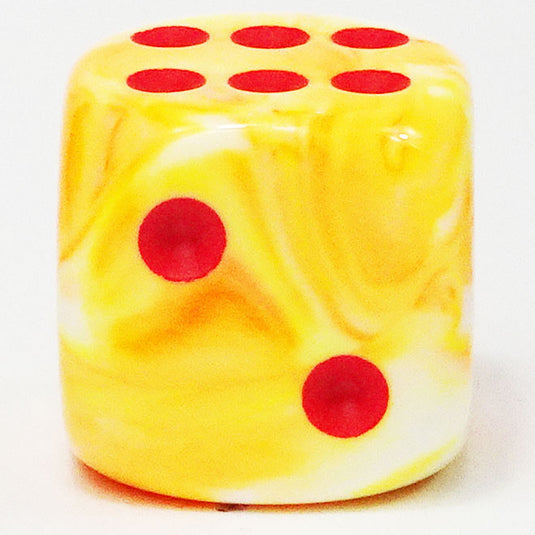 Chessex - Signature 16mm D6 W/Pips - Festive - Sunburst with Red