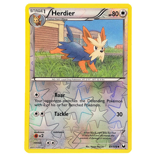 Pokemon - Black & White - Dark Explorers - (Reverse Holo) Herdier - 87/108