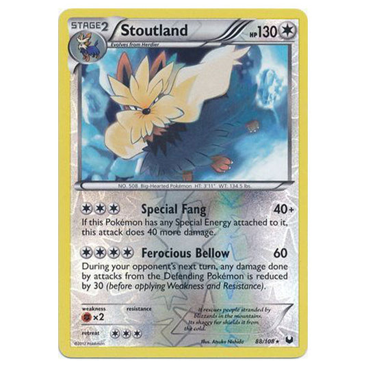Pokemon - Black & White - Dark Explorers - (Reverse Holo) Stoutland - 88/108