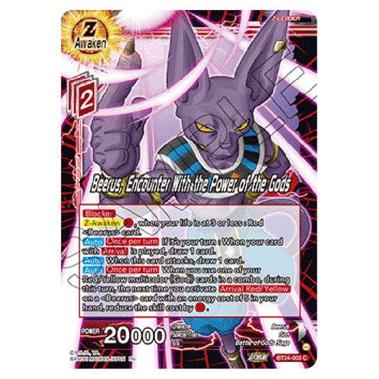 Dragon Ball Super - B24 - Beyond Generations - Beerus, Encounter With the Power of the Gods - BT24-003