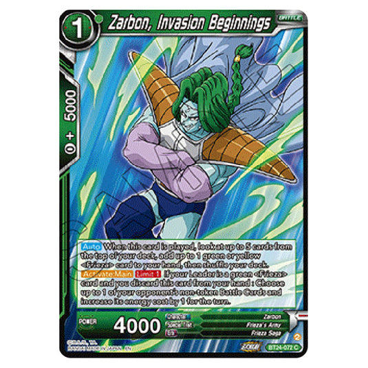 Dragon Ball Super - B24 - Beyond Generations - Zarbon, Invasion Beginnings - BT24-072