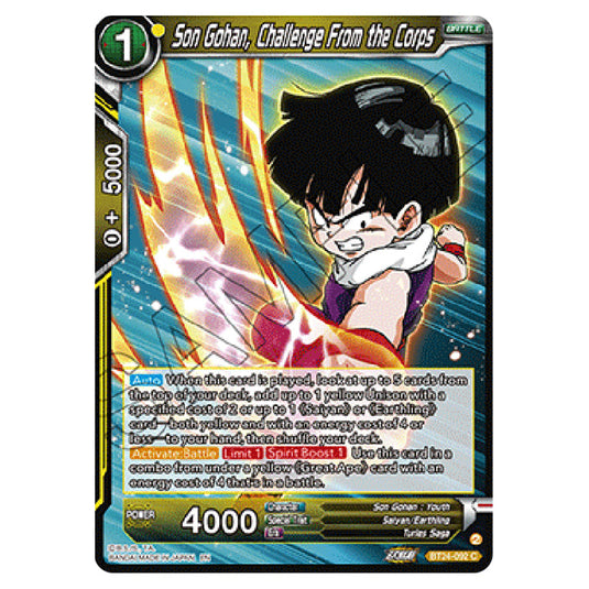 Dragon Ball Super - B24 - Beyond Generations - Son Gohan, Challenge From the Corps - BT24-092
