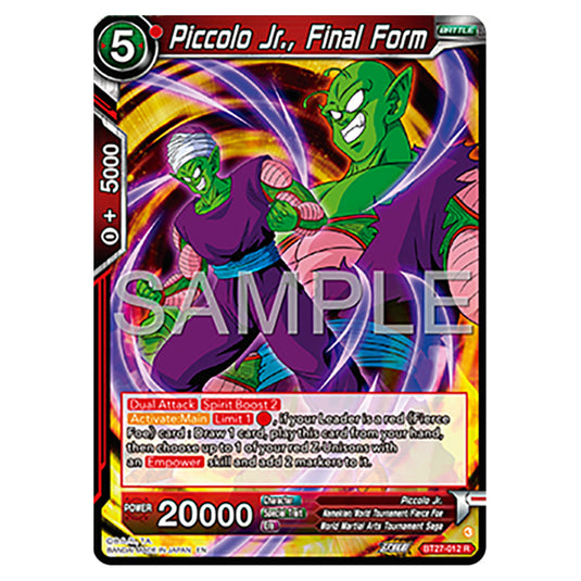 Piccolo Jr., Final Form BT27-012 card from the Dragon Ball Super Card Game set B27 - History of Z