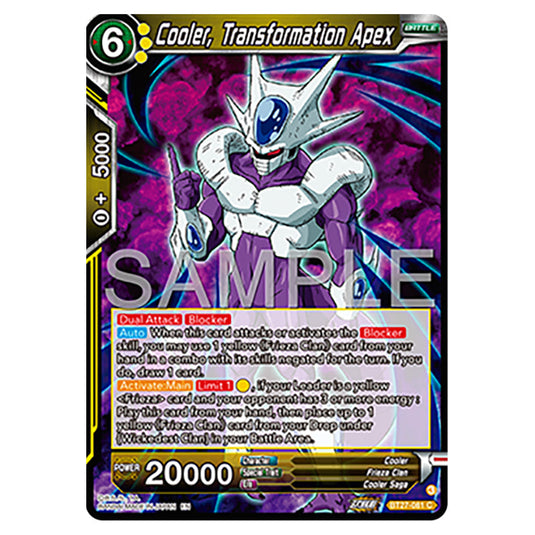 Cooler, Transformation Apex BT27-081 card from the Dragon Ball Super Card Game set B27 - History of Z