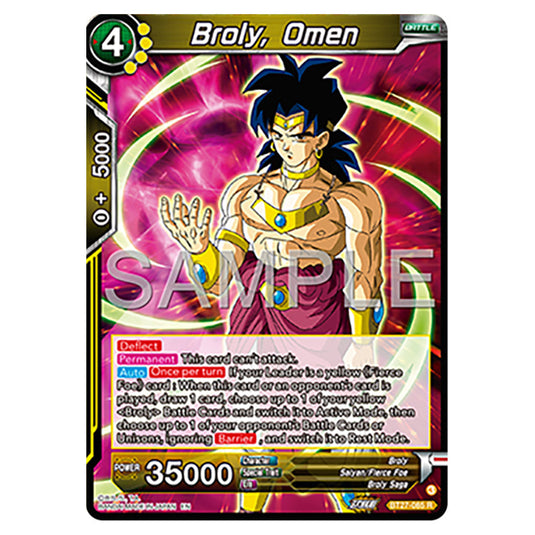 Broly, Omen BT27-085 card from the Dragon Ball Super Card Game set B27 - History of Z