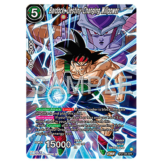 Bardock, Destiny-Changing Willpower BT27-095_SPR card from the Dragon Ball Super Card Game set B27 - History of Z