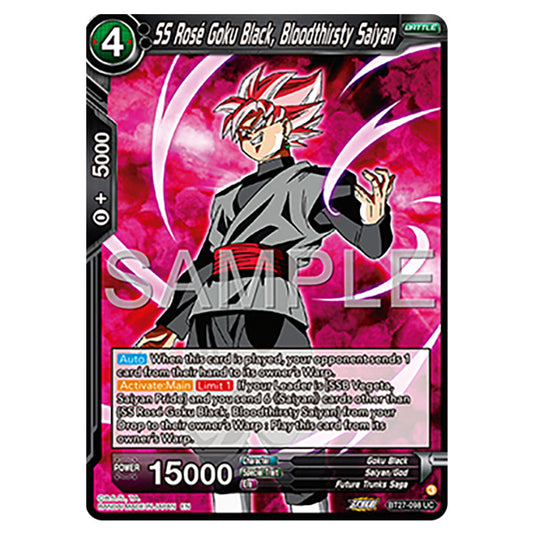 SS Rosé Goku Black, Bloodthirsty Saiyan BT27-098 card from the Dragon Ball Super Card Game set B27 - History of Z