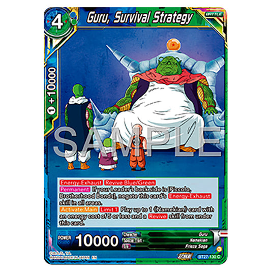 Guru, Survival Strategy BT27-130 card from the Dragon Ball Super Card Game set B27 - History of Z