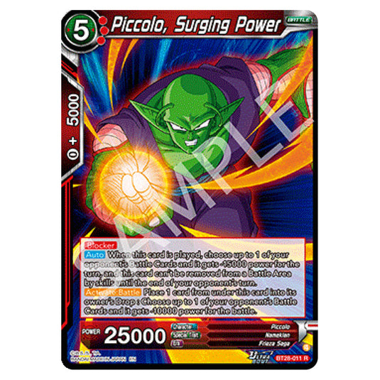 Piccolo, Surging Power Rare card from the Dragon Ball Super Card Game set Prismatic Clash