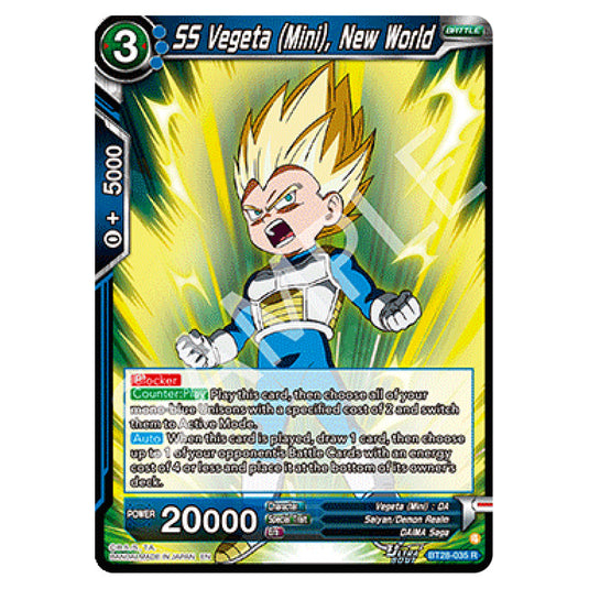 SS Vegeta (Mini), New World Rare card from the Dragon Ball Super Card Game set Prismatic Clash