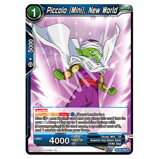 Piccolo (Mini), New World Common card from the Dragon Ball Super Card Game set Prismatic Clash