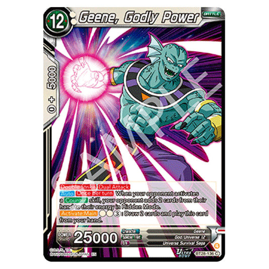 Geene, Godly Power Common card from the Dragon Ball Super Card Game set Prismatic Clash