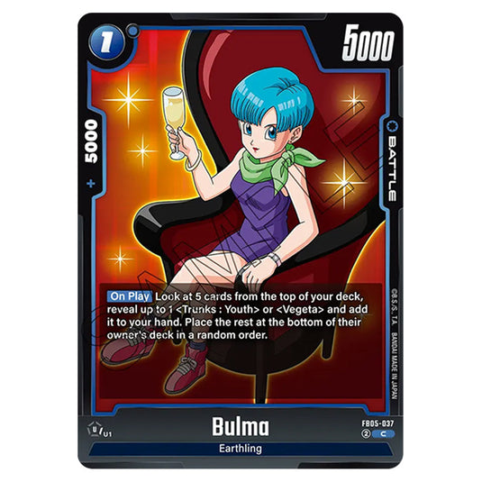Bulma FB05-037 card from the Dragon Ball Super Card Game Fusion World set FB05 - New Adventure