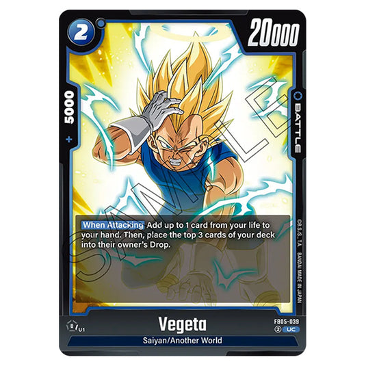 Vegeta FB05-039 card from the Dragon Ball Super Card Game Fusion World set FB05 - New Adventure